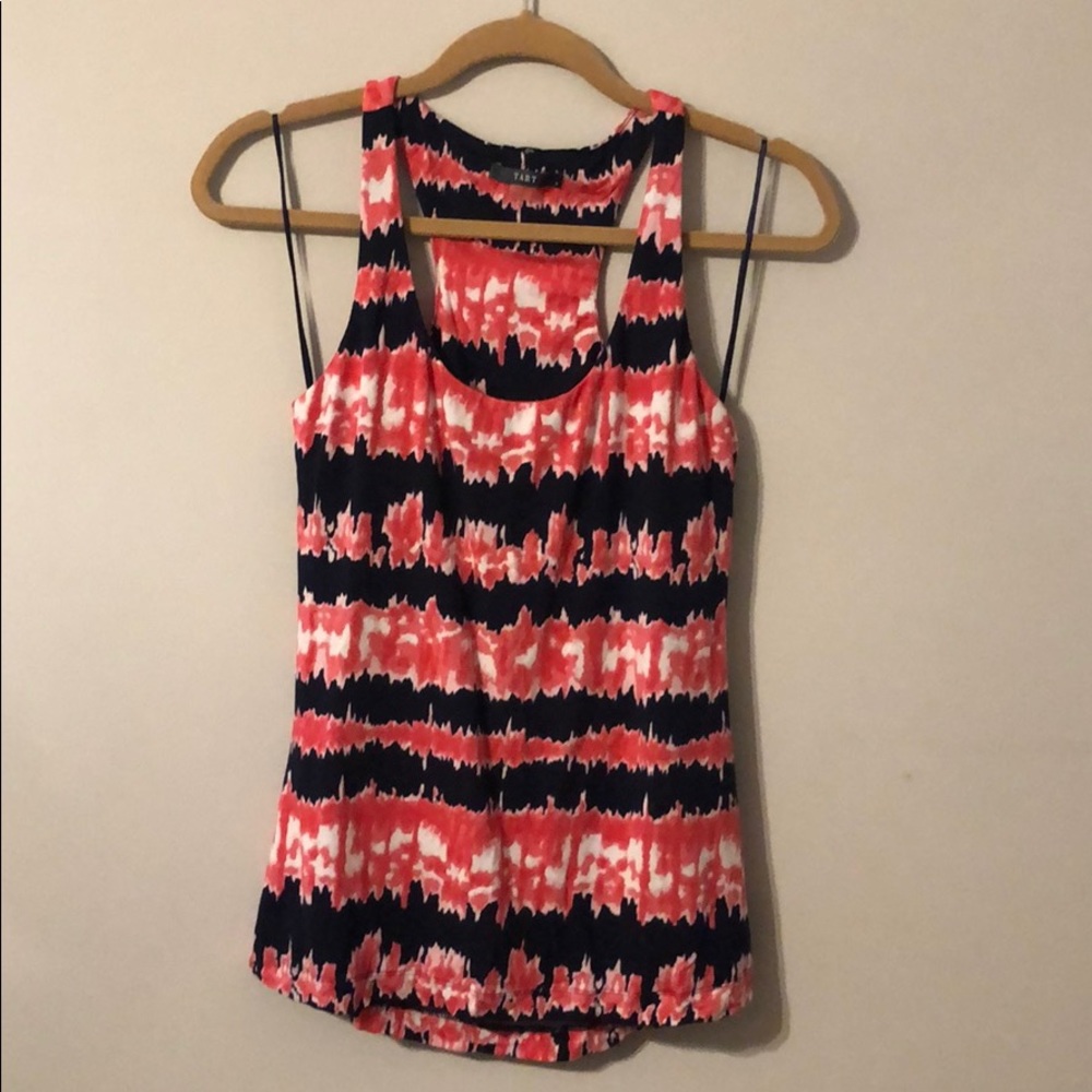 Women's Pink and Dark Navy Tank Top